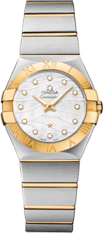 Omega,Constellation 27mm,27mm,Yellow Gold,Stainless Steel,White,Quartz,30000hours,In-house Caliber,123,123.20.27.60.55.005