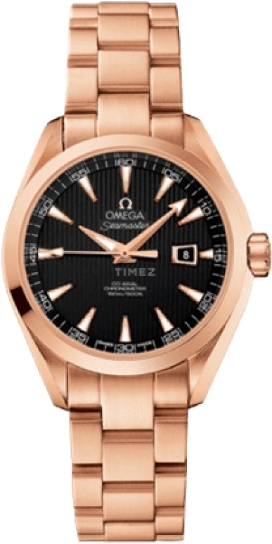 Omega,Aqua Terra 34mm,34mm,Red Gold,Black,Automatic,Date,Co-Axial Escapement,231,231.50.34.20.01.002