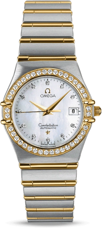 Omega,Constellation 27.50mm,27.50mm,Yellow Gold,Stainless Steel,White,Quartz,Date,26280hours,1297,1297.75.00