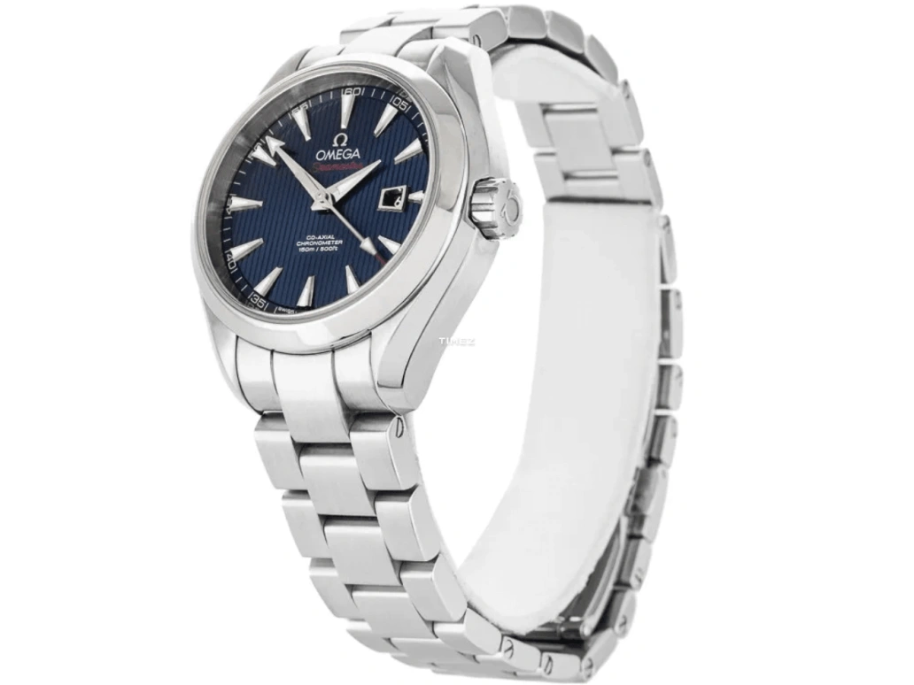 Omega,Aqua Terra 34mm,34mm,Stainless Steel,Blue,Automatic,Day,50hours,522,522.10.34.20.03.001