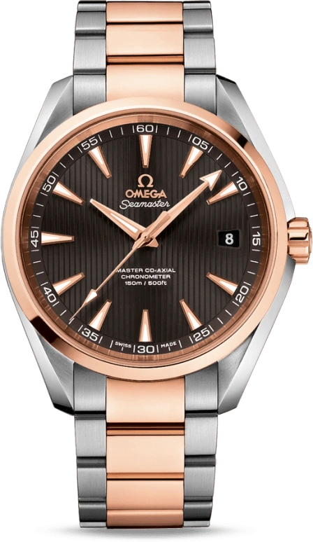 Omega,Aqua Terra 41.50mm,41.50mm,Red Gold,Stainless Steel,Grey,Automatic,Date,Co-Axial Escapement,231,231.20.42.21.06.003