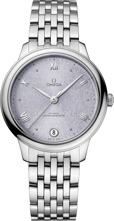 Omega,De Ville 34mm,34mm,Stainless Steel,Purple,Automatic,55hours,In-house Caliber,434,434.10.34.20.03.001