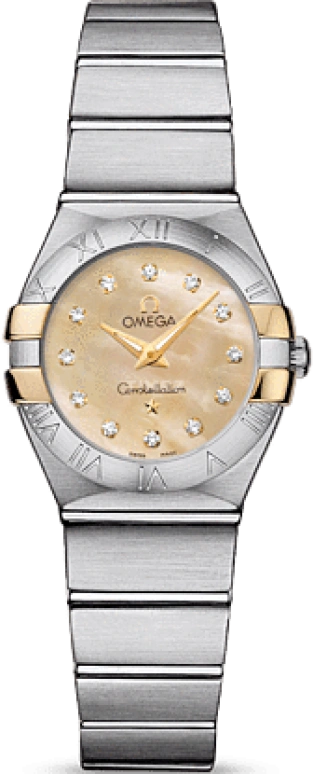 Omega,Constellation 24mm,24mm,Yellow Gold,Stainless Steel,Champagne,Yellow,Quartz,30000hours,In-house Caliber,123,123.20.24.60.57.002