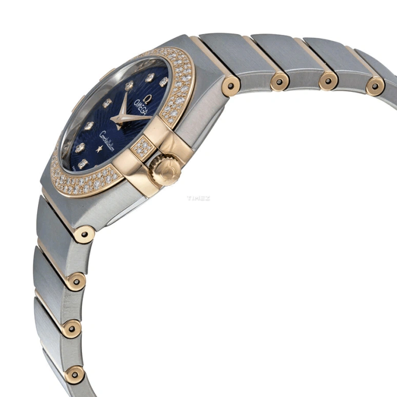 Omega,Constellation 27mm,27mm,Red Gold,Stainless Steel,Blue,Quartz,30000hours,In-house Caliber,123,123.25.27.60.53.001