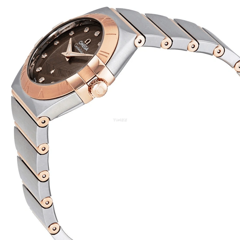 Omega,Constellation 27mm,27mm,Red Gold,Stainless Steel,Brown,Quartz,30000hours,In-house Caliber,123,123.20.27.60.63.003