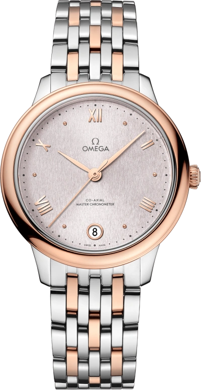 Omega,De Ville 34mm,34mm,Stainless Steel,Rose,Silver,Automatic,55hours,In-house Caliber,434,434.20.34.20.02.003