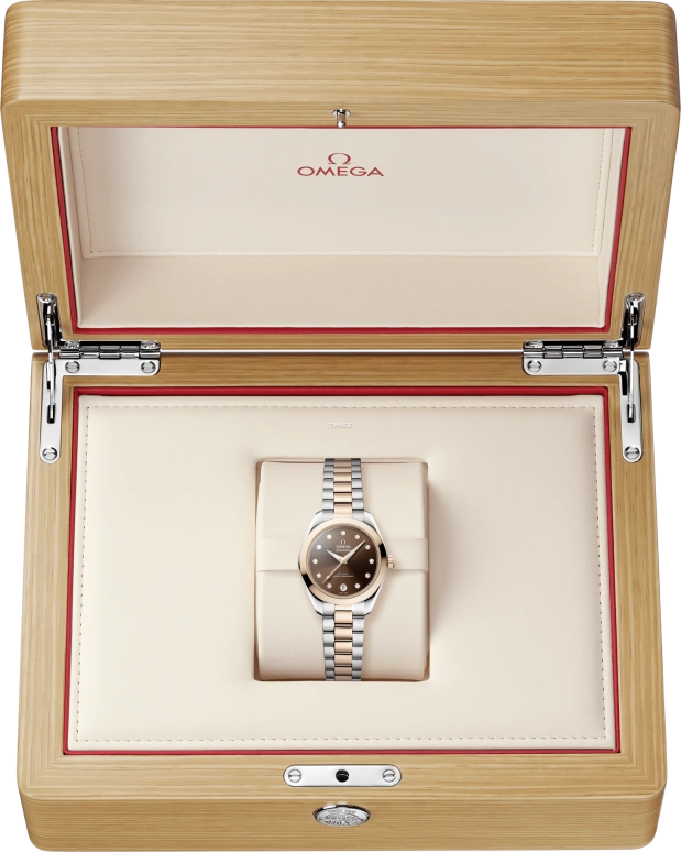 Omega,Seamaster 30mm,30mm,Stainless Steel,Sedna Gold,Brown,Automatic,Day,Anti-magnetic,220,220.20.30.20.63.001