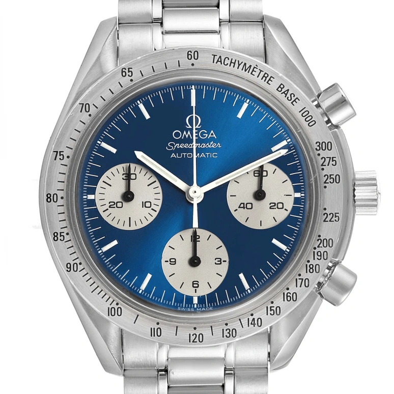 Omega,Speedmaster (Non-Moonwatch) 39mm,39mm,Stainless Steel,Blue,Automatic,Chronograph,42hours,3510,3510.82.00