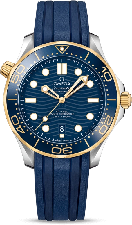Omega,Seamaster Diver 300M 42mm,42mm,Ceramic,Yellow Gold,Stainless Steel,Blue,Automatic,Date,Co-Axial Escapement,210,210.22.42.20.03.001