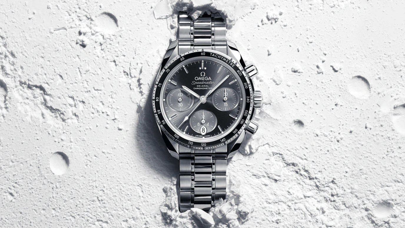 Omega,Speedmaster (Non-Moonwatch) 38mm,38mm,Stainless Steel,Grey,Automatic,Chronograph,Date,Co-Axial Escapement,Column Wheel,52hours,In-house Caliber,324,324.30.38.50.06.001