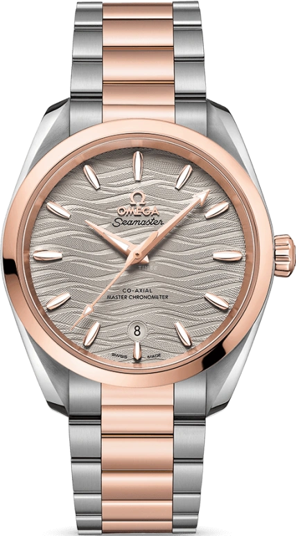 Omega,Aqua Terra 38mm,38mm,Sedna Gold,Stainless Steel,Grey,Automatic,Date,Co-Axial Escapement,220,220.20.38.20.06.001