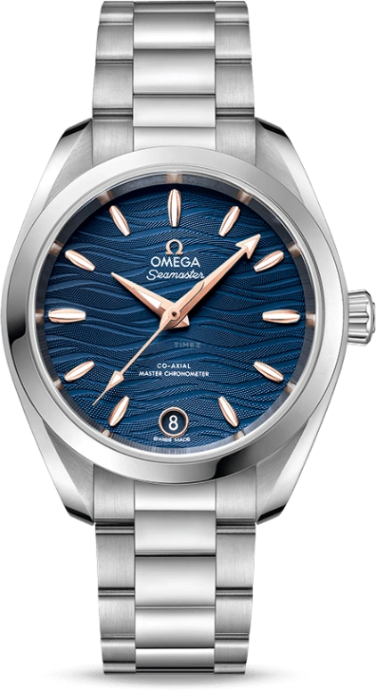 Omega,Aqua Terra 34mm,34mm,Stainless Steel,Blue,Automatic,Date,Co-Axial Escapement,220,220.10.34.20.03.001