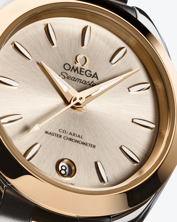 Omega,Aqua Terra 30mm,30mm,Stainless Steel,Moonshine Gold,Silver,Automatic,Day,Anti-magnetic,220,220.20.30.20.02.001