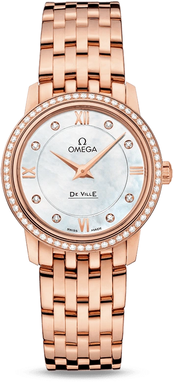 Omega,De Ville 27.40mm,27.40mm,Red Gold,White,Quartz,30000hours,In-house Caliber,424,424.55.27.60.55.002