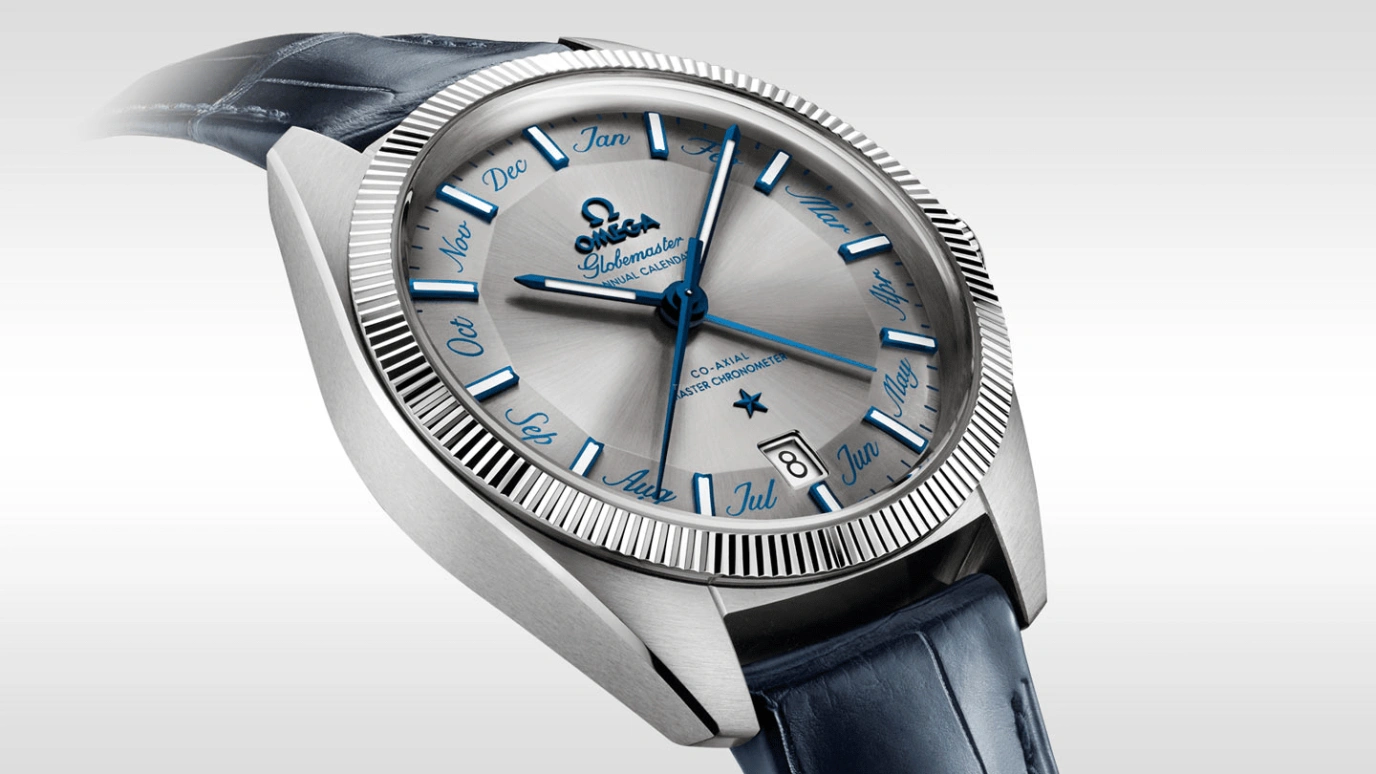 Omega,Globemaster 41mm,41mm,Tungsten,Stainless Steel,Grey,Automatic,Annual Calendar,Month,Date,Zodiac Indications,55hours,In-house Caliber,130,130.33.41.22.06.001