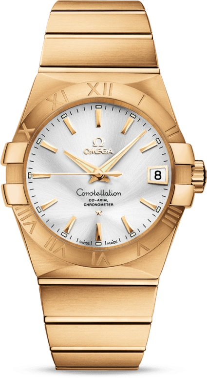 Omega,Constellation 38mm,38mm,Yellow Gold,Silver,Automatic,Date,Co-Axial Escapement,123,123.50.38.21.02.002