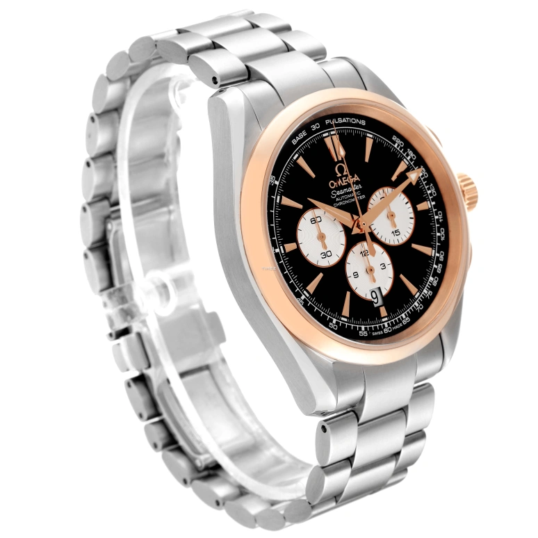 Omega,Aqua Terra 42.20mm,42.20mm,Red Gold,Stainless Steel,Black,Automatic,Chronograph,Day,221,221.20.42.40.01.002