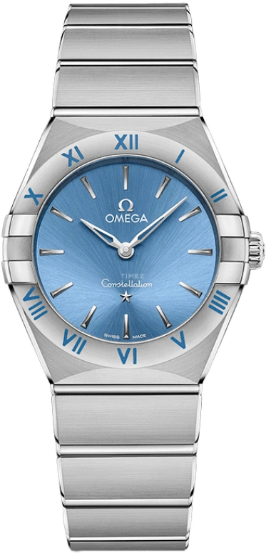 Omega,Constellation 28mm,28mm,Stainless Steel,Blue,Quartz,Day,Zodiac Indications,131,131.10.28.60.03.001