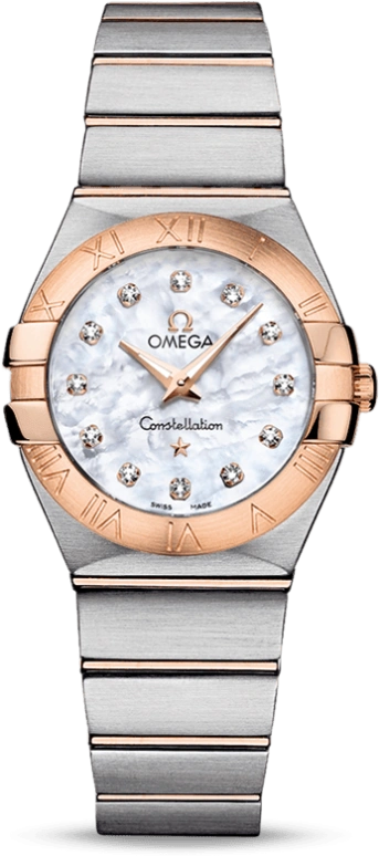 Omega,Constellation 27mm,27mm,Red Gold,Stainless Steel,White,Quartz,30000hours,In-house Caliber,123,123.20.27.60.55.001