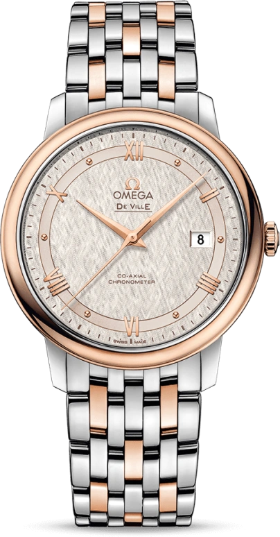 Omega,De Ville 39.50mm,39.50mm,Red Gold,Stainless Steel,Silver,Automatic,Date,Co-Axial Escapement,424,424.20.40.20.02.003