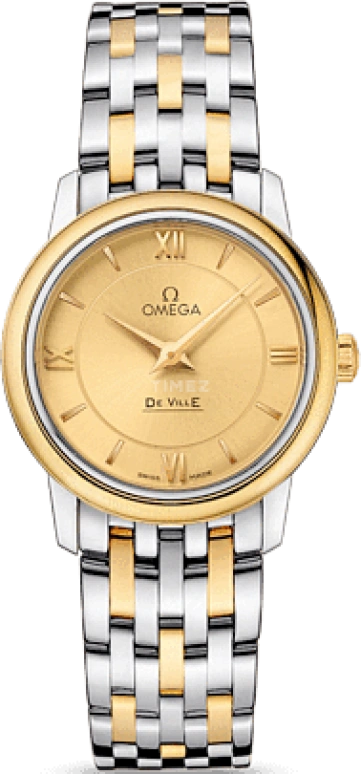Omega,De Ville 27.40mm,27.40mm,Yellow Gold,Stainless Steel,Champagne,Quartz,30000hours,In-house Caliber,424,424.20.27.60.08.001