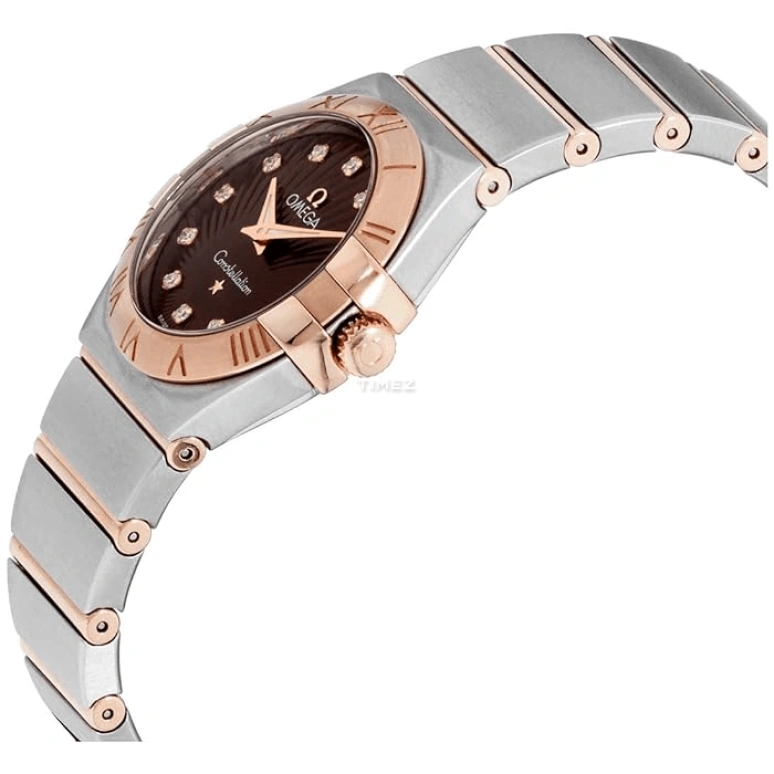 Omega,Constellation 27mm,27mm,Red Gold,Stainless Steel,Brown,Quartz,30000hours,In-house Caliber,123,123.20.27.60.63.001