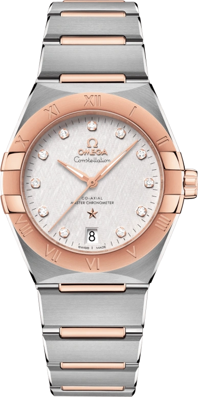 Omega,Constellation 36mm,36mm,Sedna Gold,Stainless Steel,Silver,Automatic,Date,Co-Axial Escapement,131,131.20.36.20.52.001