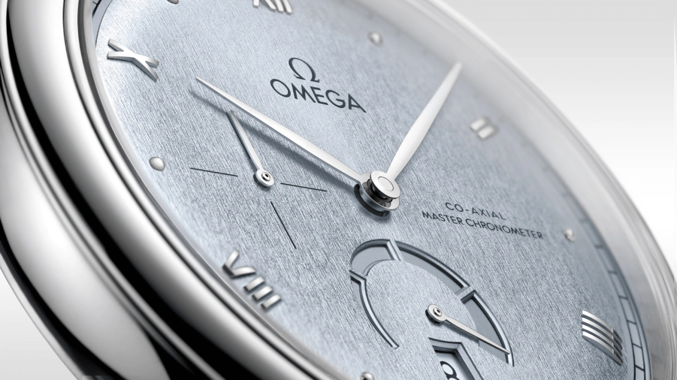 Omega,De Ville 41mm,41mm,Stainless Steel,Sky Blue,Automatic,Day,Power Reserve Indicator,Anti-magnetic,434,434.13.41.21.03.001
