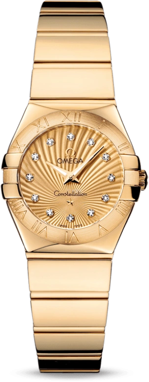 Omega,Constellation 24mm,24mm,Yellow Gold,Champagne,Quartz,30000hours,In-house Caliber,123,123.50.24.60.58.002