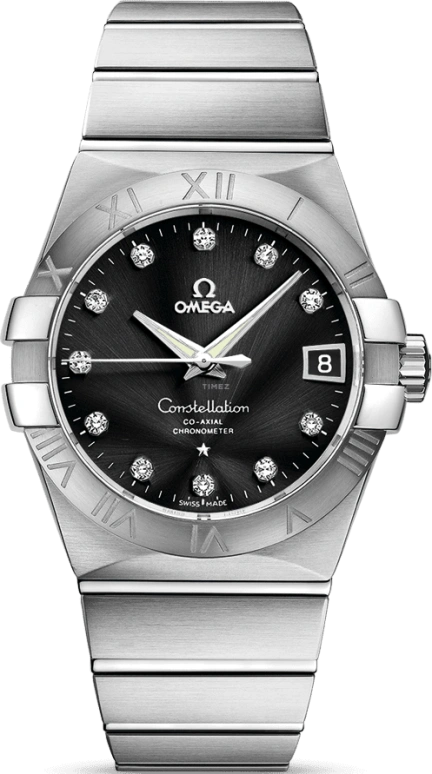 Omega,Constellation 38mm,38mm,Stainless Steel,Black,Automatic,Date,Co-Axial Escapement,123,123.10.38.21.51.001