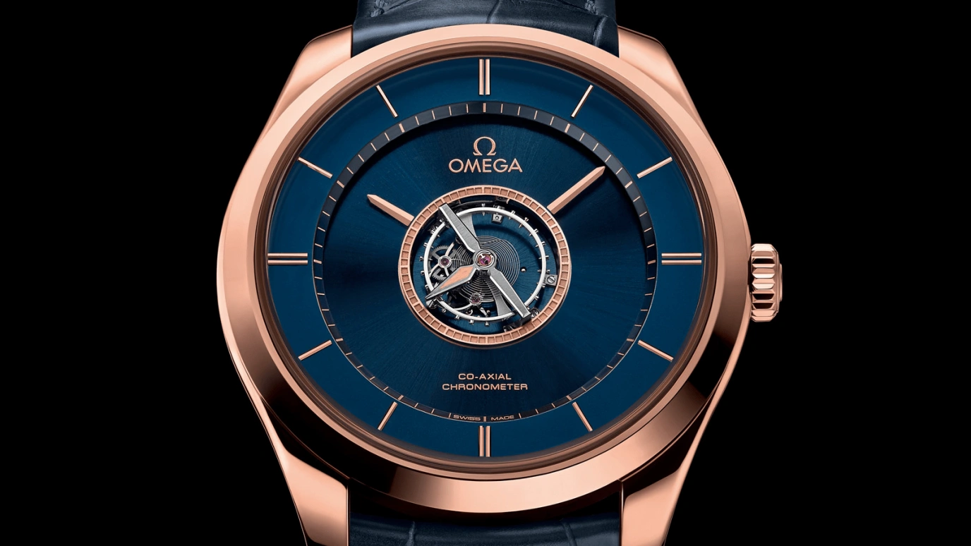 Omega,Trésor 44mm,44mm,Sedna Gold,Blue,Automatic,Tourbillon Escapement,45hours,528,528.53.44.21.03.001