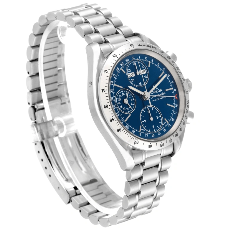 Omega,Speedmaster 39mm,39mm,Stainless Steel,Blue,Automatic,Chronograph,Month,Date,Day,42hours,In-house Caliber,3521,3521.80.00