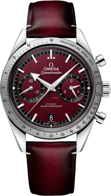 Omega,Speedmaster (Non-Moonwatch) 40.50mm,40.50mm,Stainless Steel,Red,Handwound,Chronograph,Date,Co-Axial Escapement,Column Wheel,60hours,In-house Caliber,332,332.12.41.51.11.001