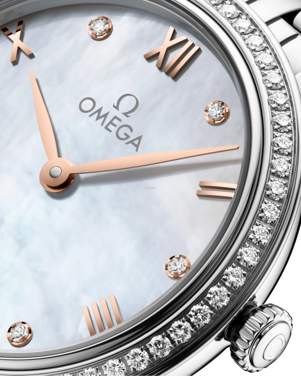 Omega,De Ville 27.50mm,27.50mm,Stainless Steel,White,Quartz,In-house Caliber,Sapphire,Crystal Glass,434,434.15.28.60.55.001