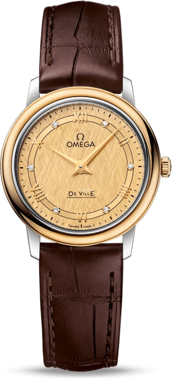 Omega,De Ville 27.40mm,27.40mm,Yellow Gold,Stainless Steel,Champagne,Quartz,30000hours,In-house Caliber,424,424.23.27.60.58.001