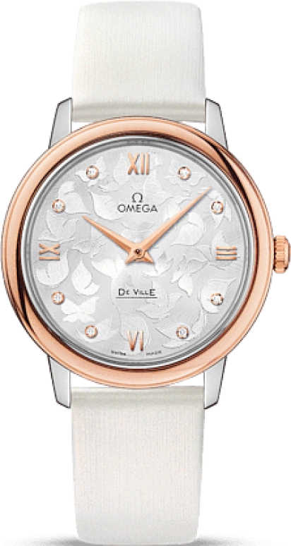 Omega,De Ville 32.70mm,32.70mm,Red Gold,Stainless Steel,White,Quartz,Day,Zodiac Indications,424,424.22.33.60.52.001