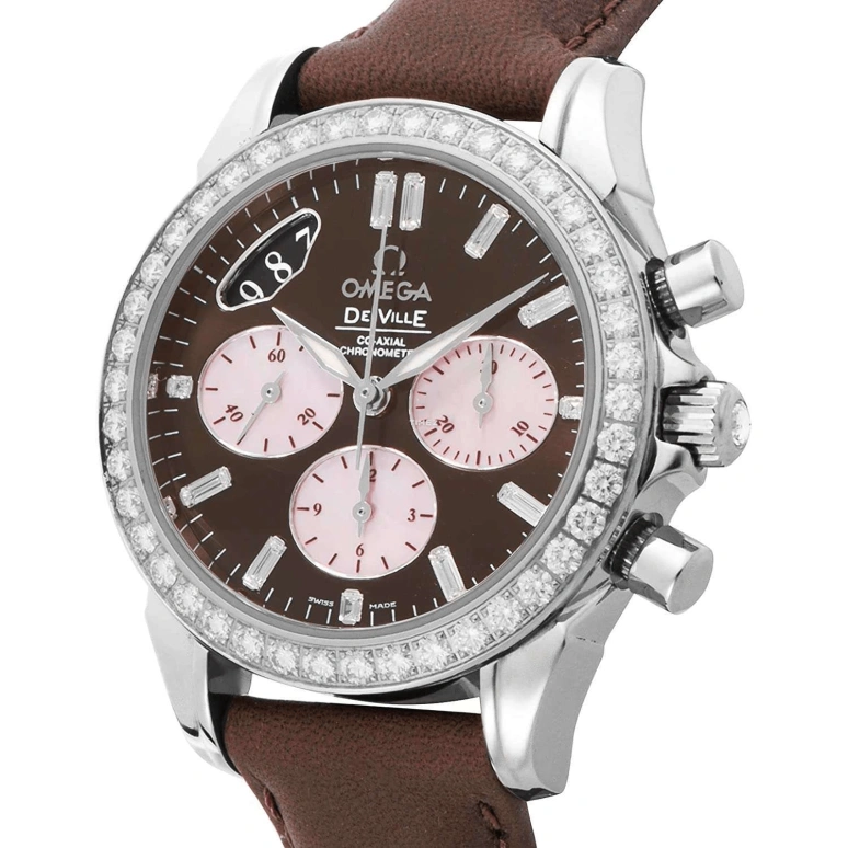 Omega,De Ville 35mm,35mm,White Gold,Brown,Automatic,Chronograph,Day,4679,4679.60.37