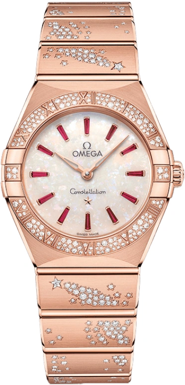 Omega,Constellation 28mm,28mm,Sedna Gold,White,Quartz,In-house Caliber,Sapphire,Crystal Glass,131,131.55.28.60.99.003