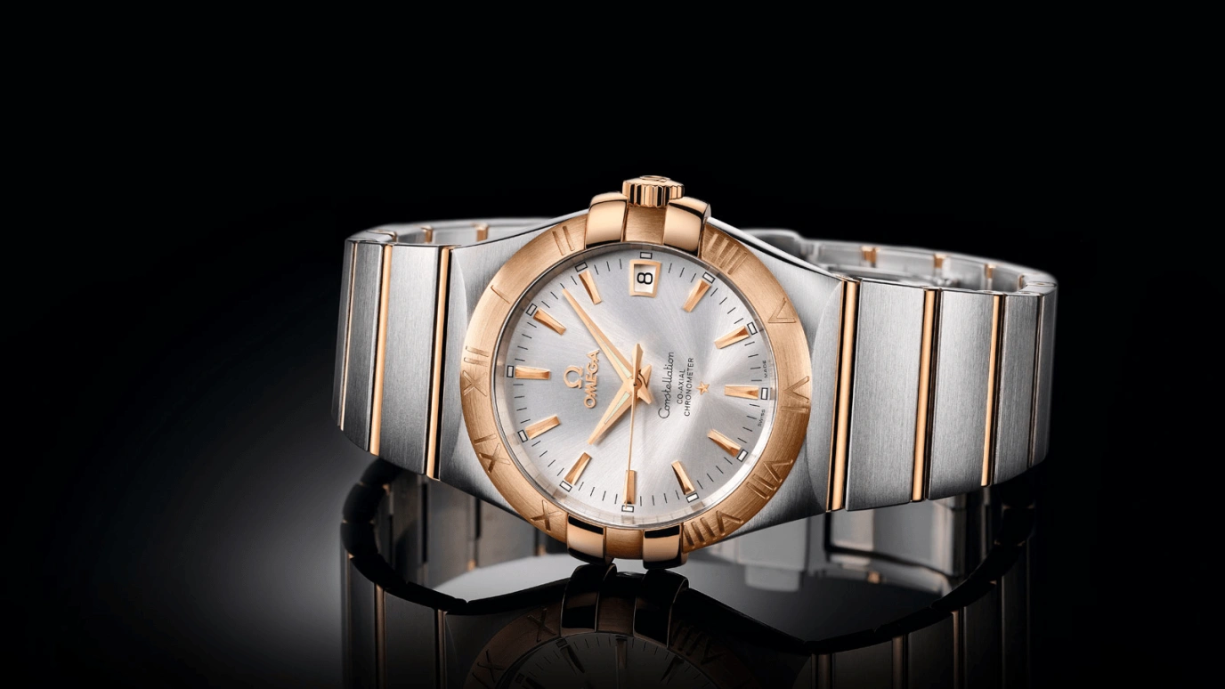 Omega,Constellation 35mm,35mm,Red Gold,Stainless Steel,Silver,Automatic,Date,Co-Axial Escapement,123,123.20.35.20.02.001