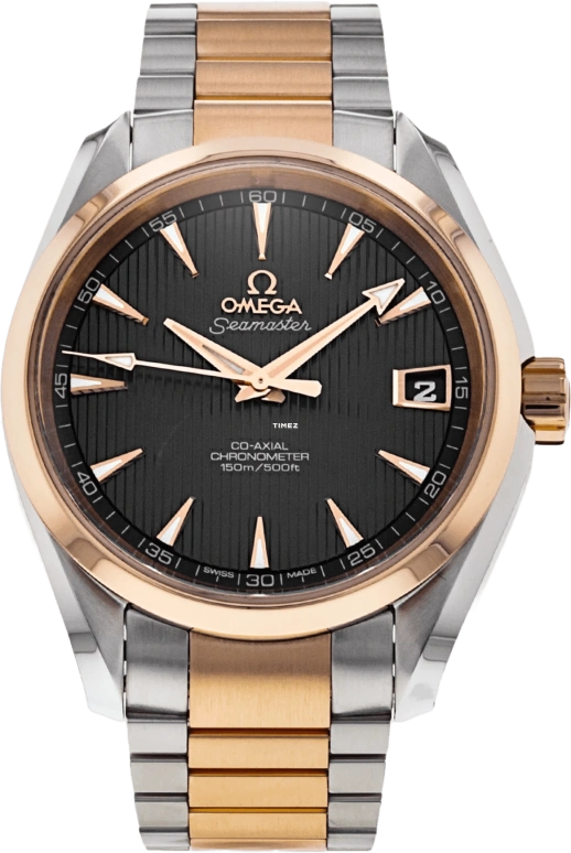 Omega,Aqua Terra 38.50mm,38.50mm,Red Gold,Stainless Steel,Grey,Automatic,Day,60hours,231,231.20.39.21.06.001
