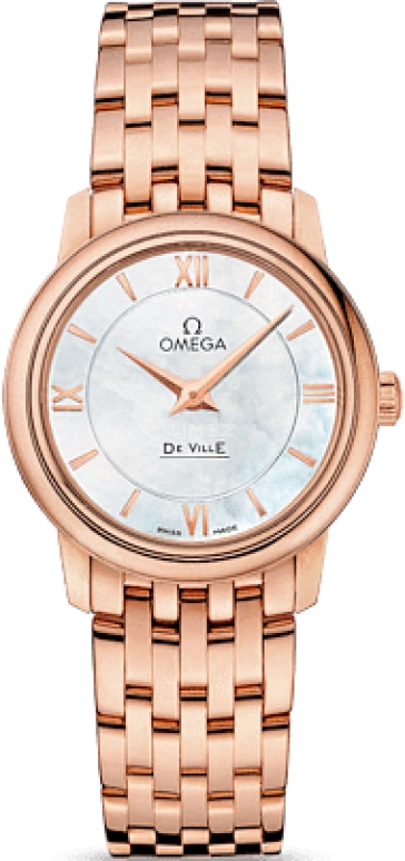 Omega,De Ville 27.40mm,27.40mm,Red Gold,White,Quartz,Zodiac Indications,30000hours,424,424.50.27.60.05.002