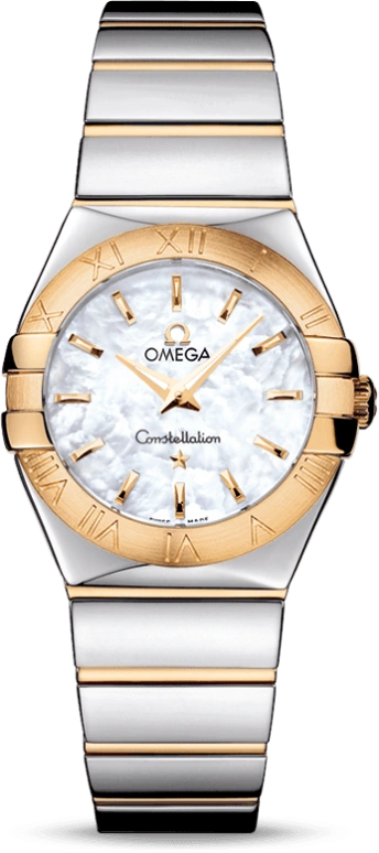 Omega,Constellation 27mm,27mm,Yellow Gold,Stainless Steel,White,Quartz,30000hours,In-house Caliber,123,123.20.27.60.05.004