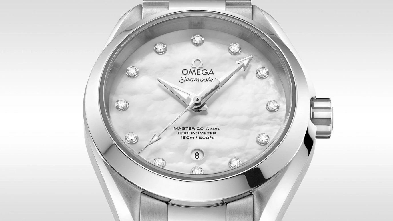 Omega,Aqua Terra 34mm,34mm,Stainless Steel,White,Automatic,Date,Zodiac Indications,Co-Axial Escapement,231,231.10.34.20.55.002