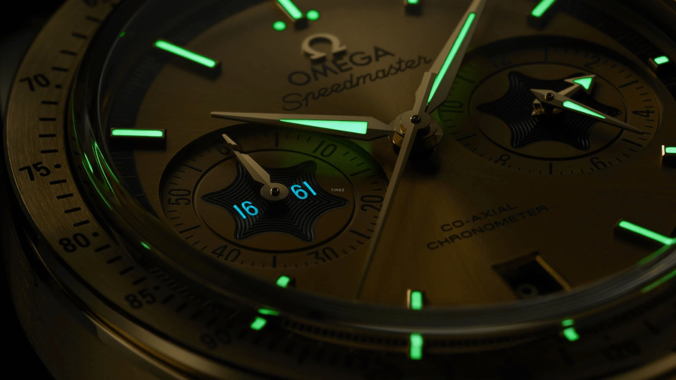 Omega,Speedmaster (Non-Moonwatch) 41.50mm,41.50mm,Yellow Gold,Champagne,Automatic,Chronograph,Date,Co-Axial Escapement,Column Wheel,60hours,In-house Caliber,331,331.50.42.51.08.001
