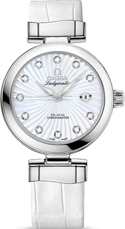 Omega,LadyMatic 34mm,34mm,Stainless Steel,White,Automatic,Date,Zodiac Indications,Co-Axial Escapement,425,425.33.34.20.55.001