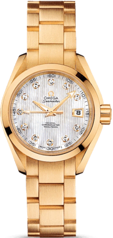 Omega,Aqua Terra 30mm,30mm,Yellow Gold,White,Automatic,Date,Co-Axial Escapement,231,231.50.30.20.55.002