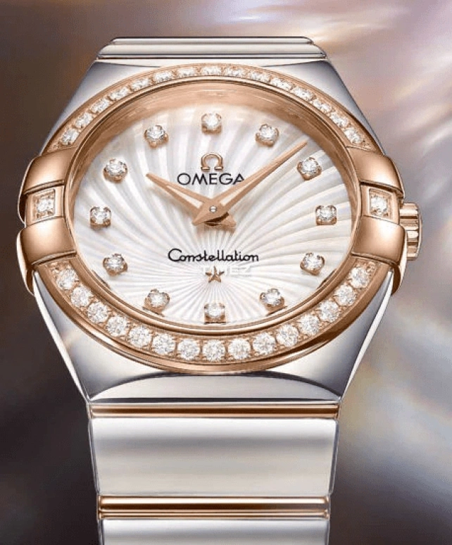 Omega,Constellation 27mm,27mm,Red Gold,Stainless Steel,White,Quartz,30000hours,In-house Caliber,123,123.25.27.60.55.006