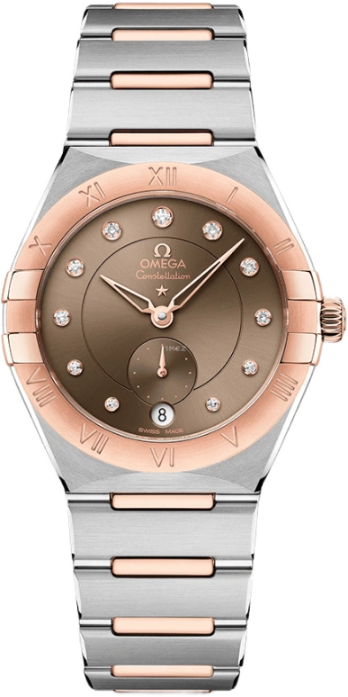 Omega,Constellation 34mm,34mm,Sedna Gold,Stainless Steel,Brown,Automatic,Date,Co-Axial Escapement,131,131.20.34.20.63.001