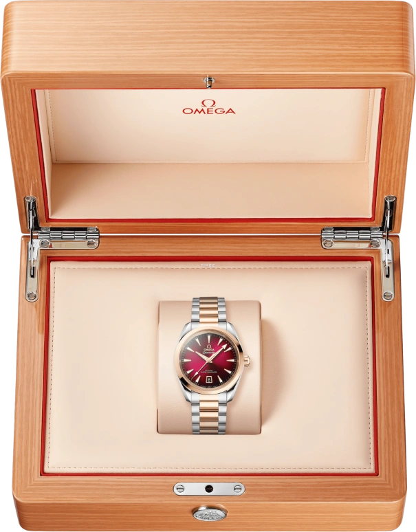 Omega,Aqua Terra 38mm,38mm,Stainless Steel,Red,Automatic,Day,55hours,220,220.20.38.20.10.002