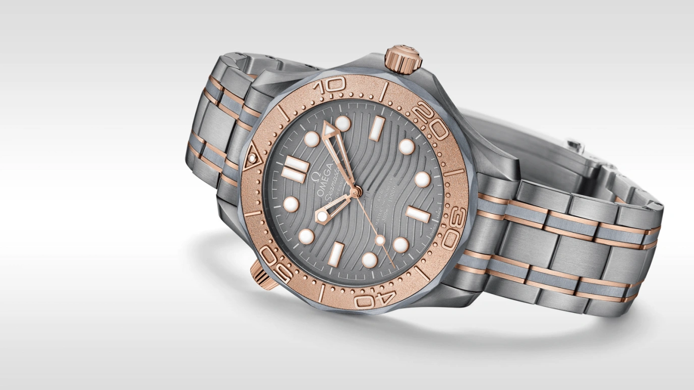 Omega,Seamaster Diver 300M 42mm,42mm,Titanium,Ceramic,Tantalum,Sedna Gold,Grey,Automatic,Day,Co-Axial Escapement,210,210.60.42.20.99.001